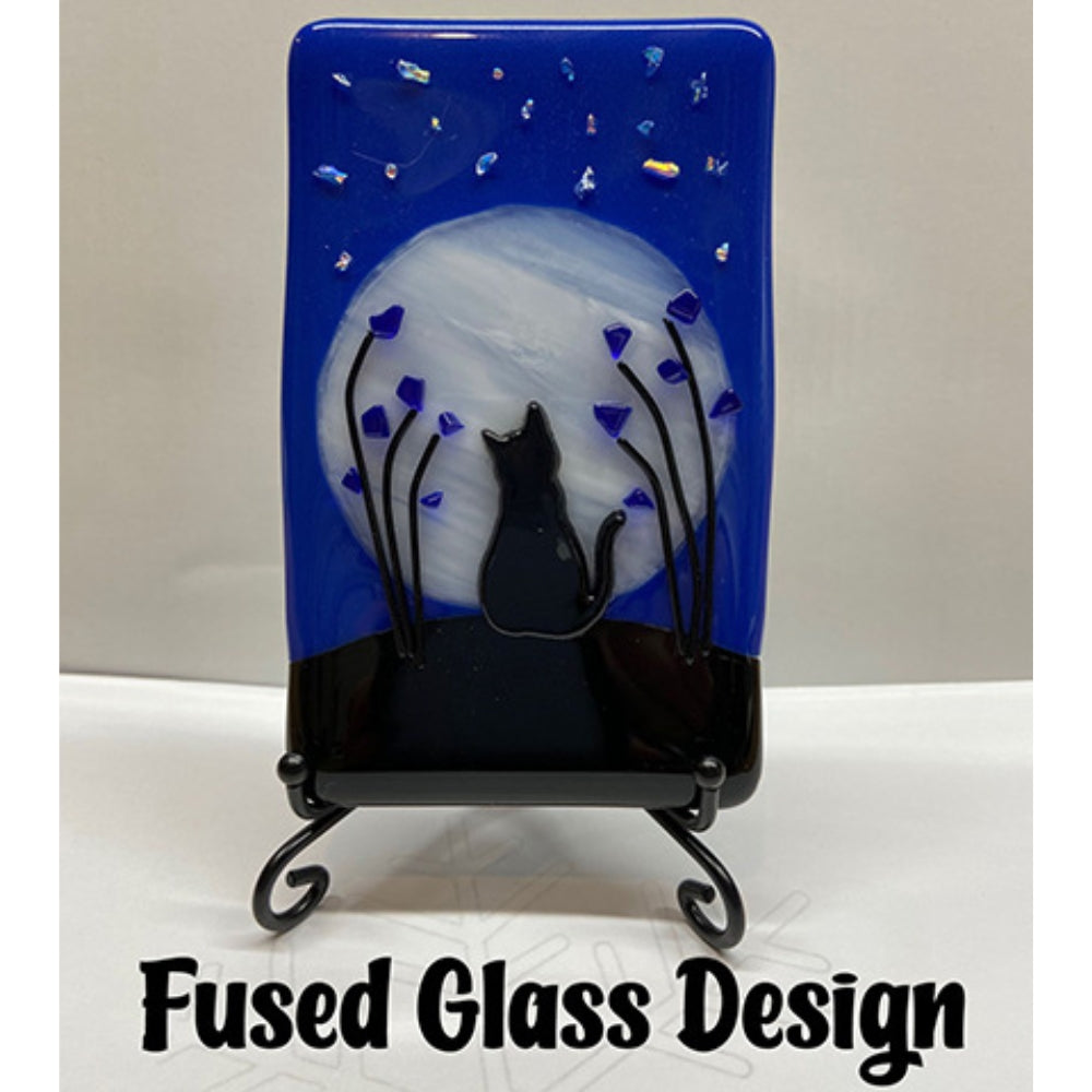 Precut glass shape of black cat