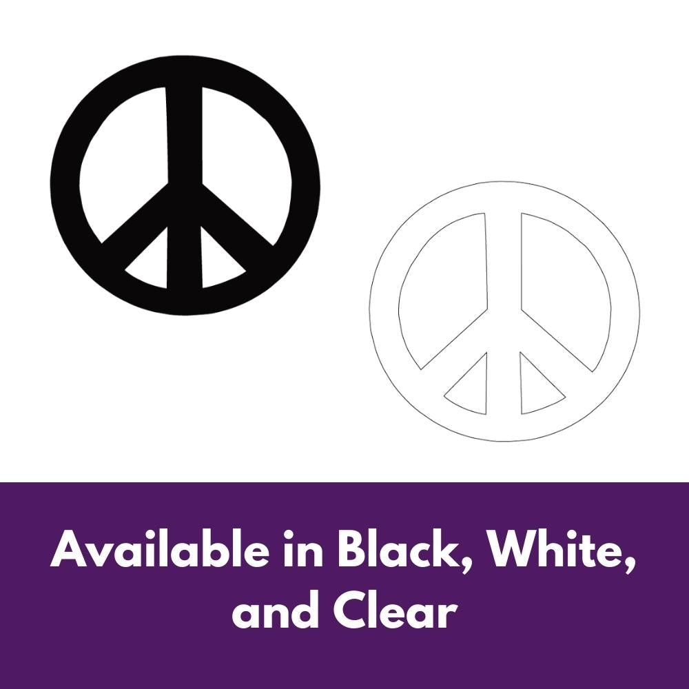 Precut glass shape of a peace sign in alternate colours.