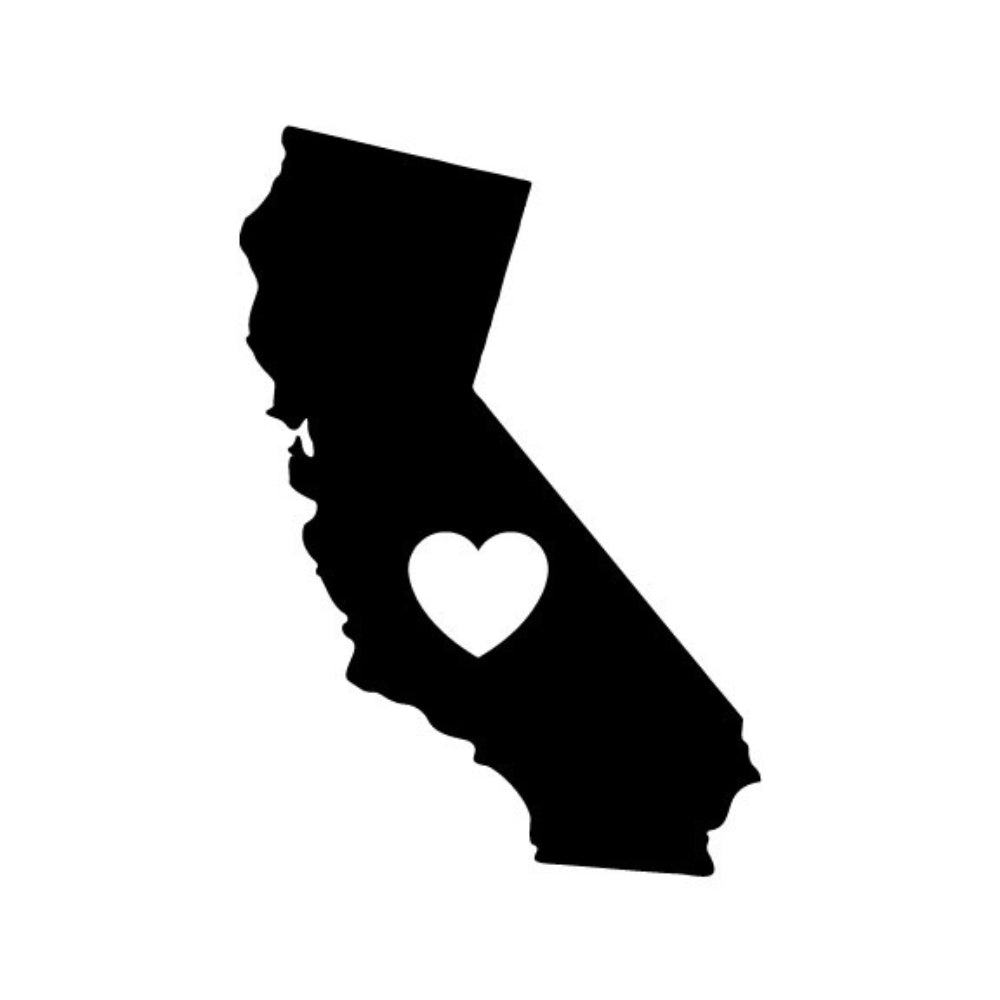 Precut glass shape of California with Heart Cut Out.