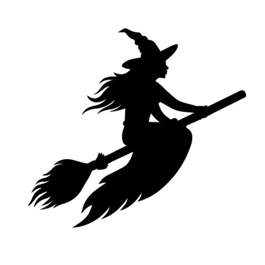 Precut glass shape of Broomstick Witch