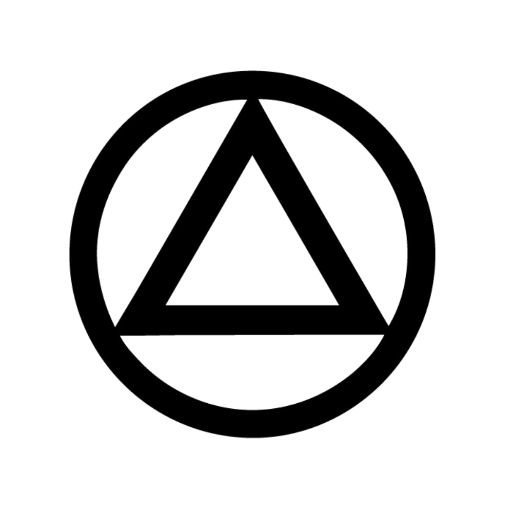 Precut glass shape of an AA Recovery Symbol.