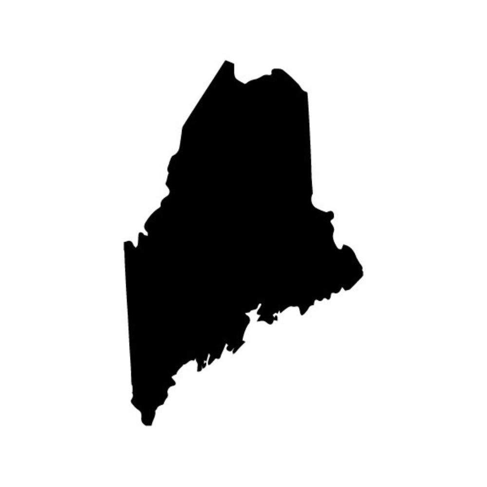Precut glass shape of Maine in black.