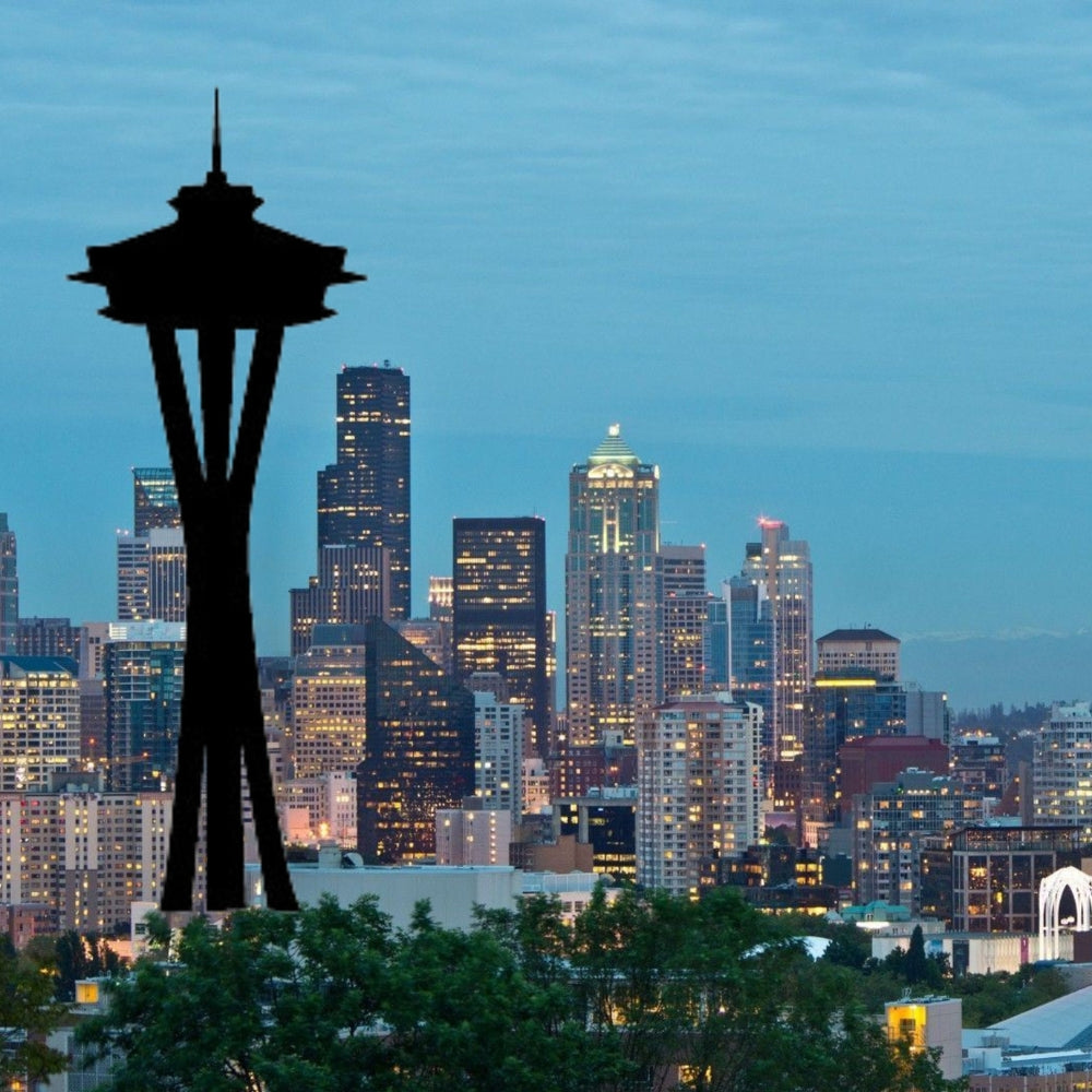 Precut glass shape of the Space Needle.