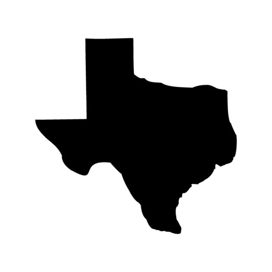 Precut glass shape of Texas in black.