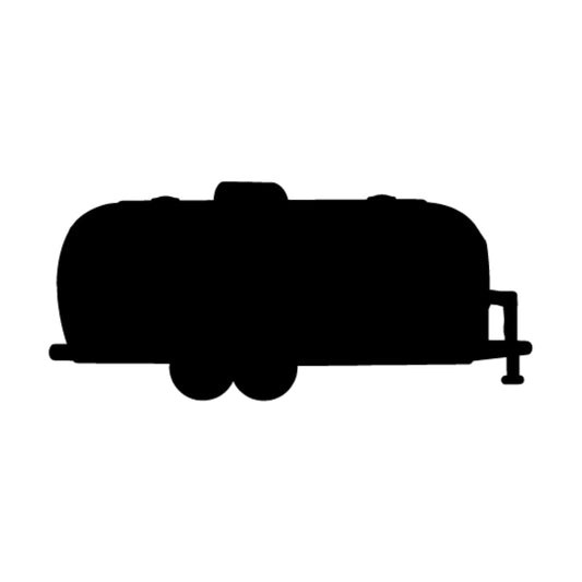 Precut glass shape of an airstream trailer in black.
