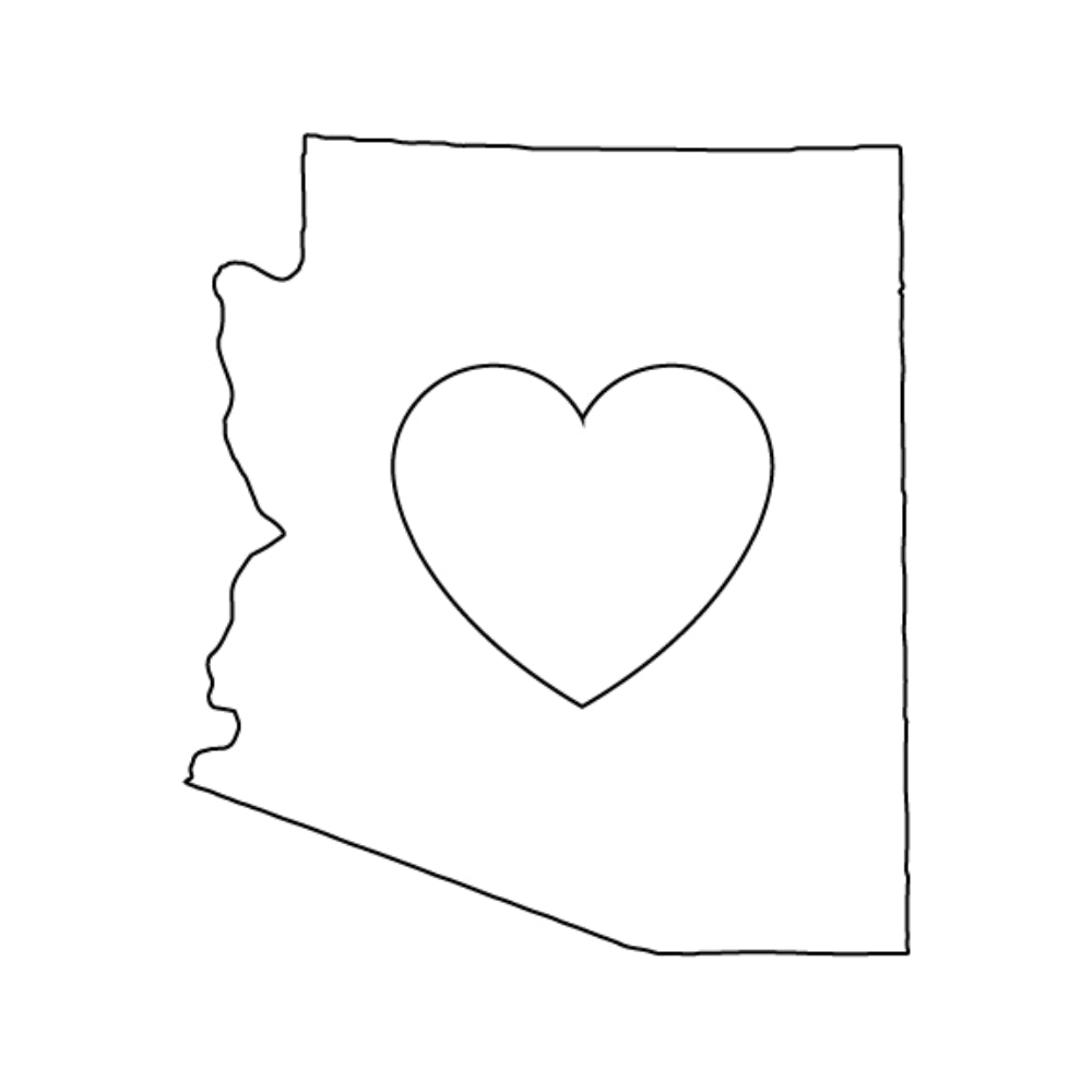 Arizona with Heart Cut Out Precut Glass Shape - COE 96