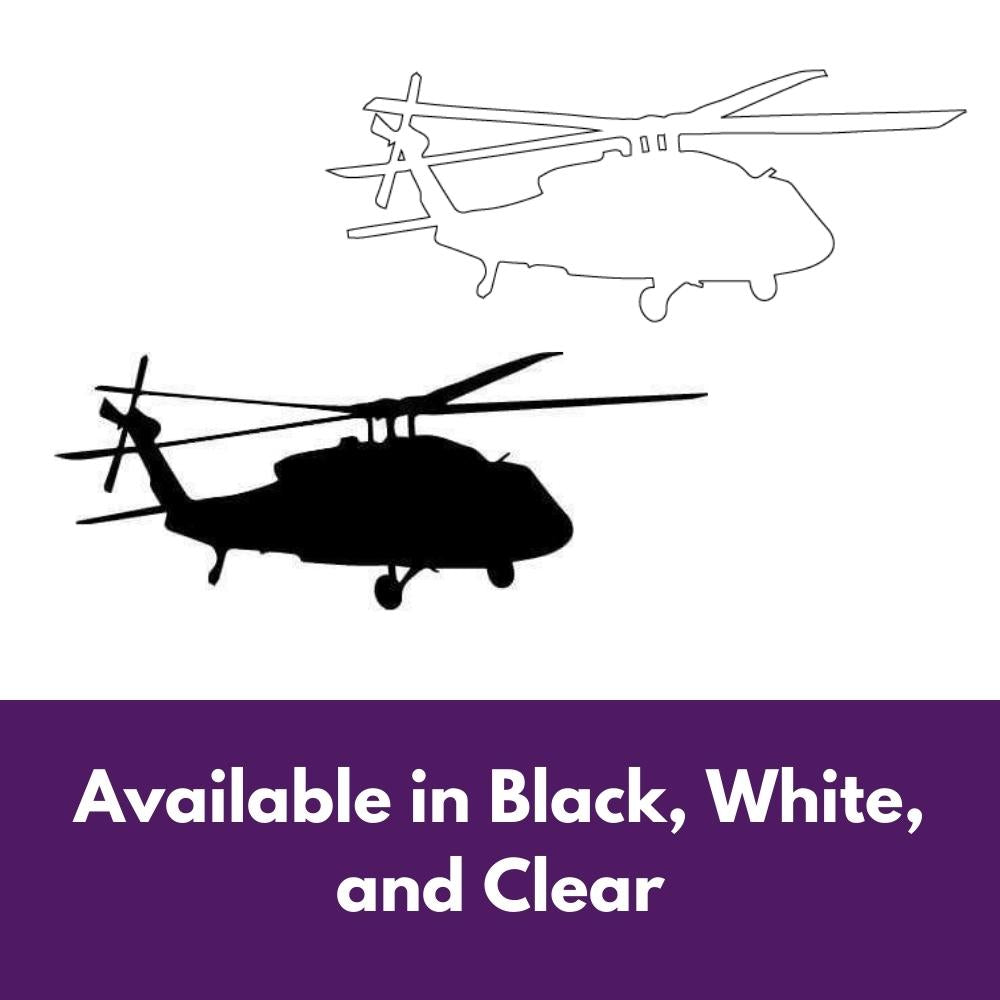 Precut glass shape of a blackhawk helicopter in alternate colours.
