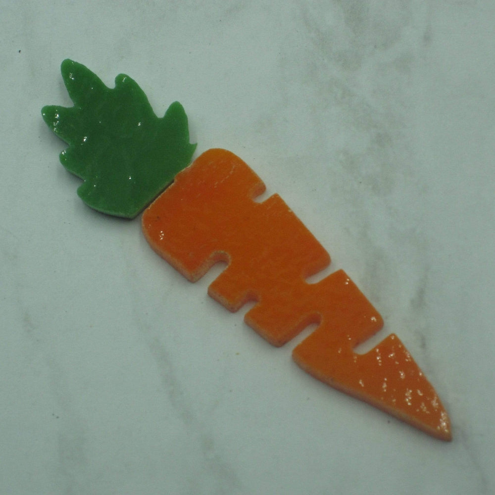 Precut glass shape of a carrot.