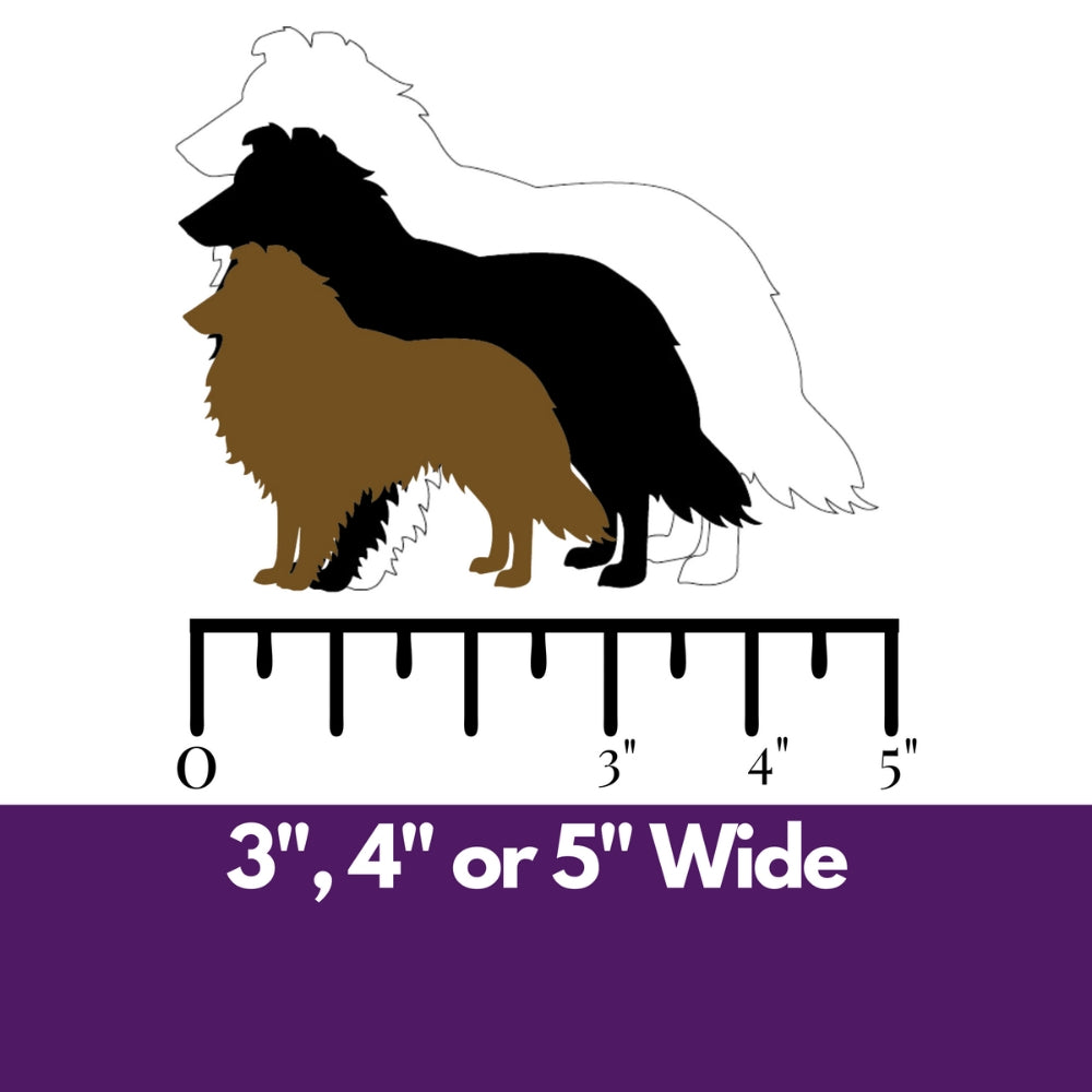 Precut glass shape of collie dog in alternate sizes.