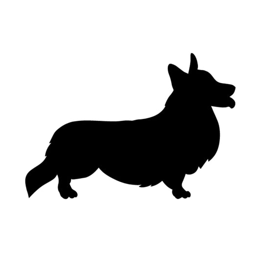 Precut glass shape of a corgi dog in black.