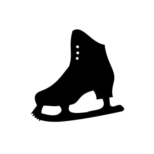 Precut glass shape of a figure skate in black.