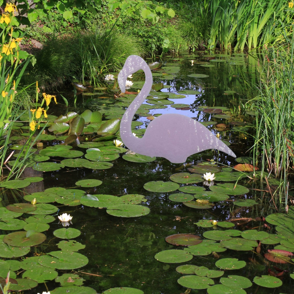 Precut glass shape of flamingo.