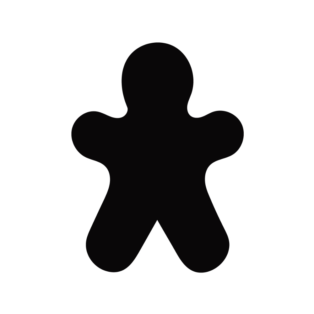 Precut glass shape of a gingerbread man.