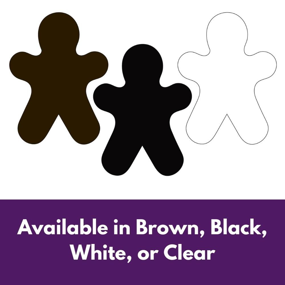 Precut glass shape of a gingerbread man in multiple colours.
