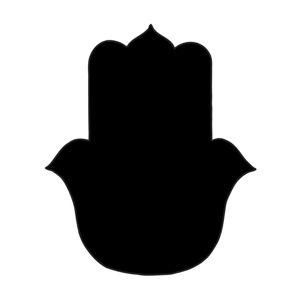 Precut glass shape of hamsa in black.