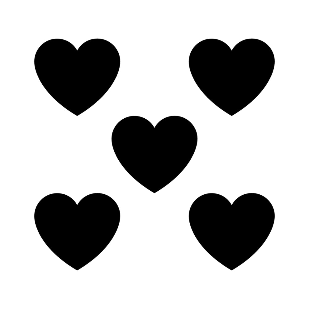 Precut glass shape of hearts (5pk) in black.
