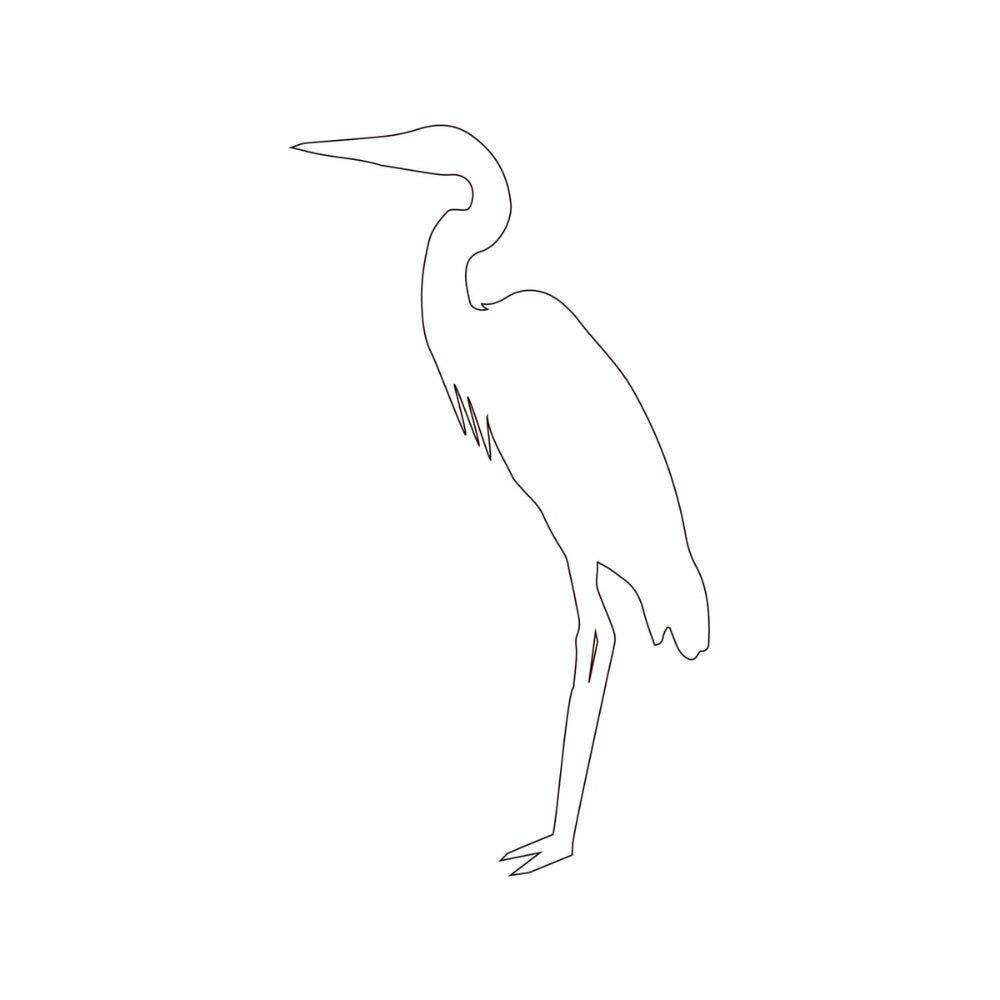 Precut glass shape of heron in clear/white.