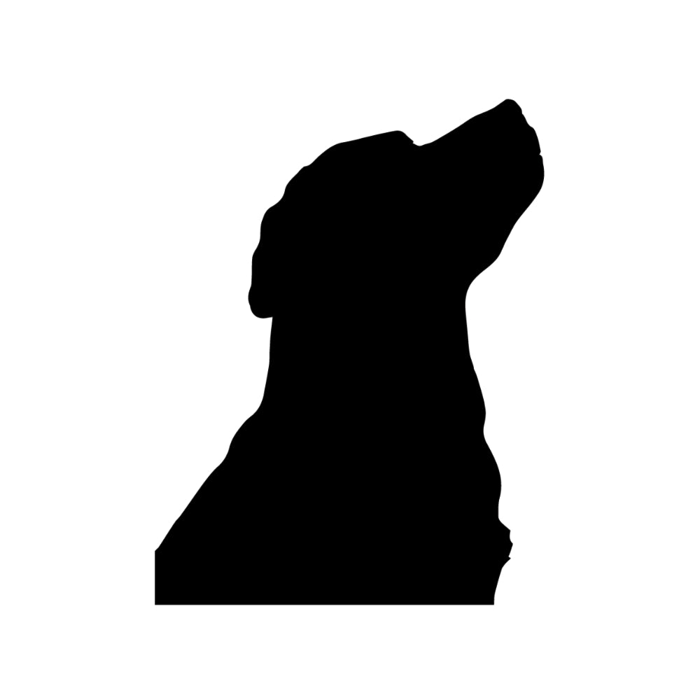 Precut glass shape of a labrador retriever head.