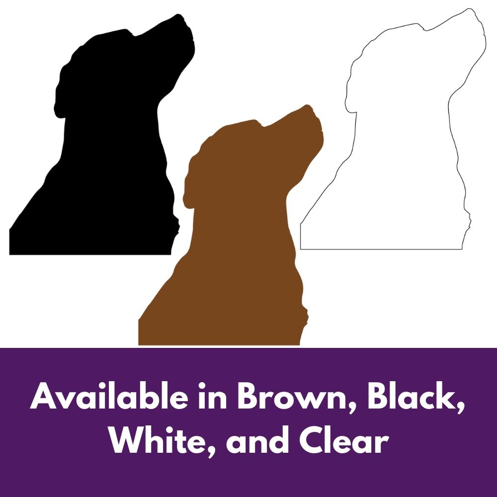 Precut glass shape of a labrador retriever head in multiple colours.