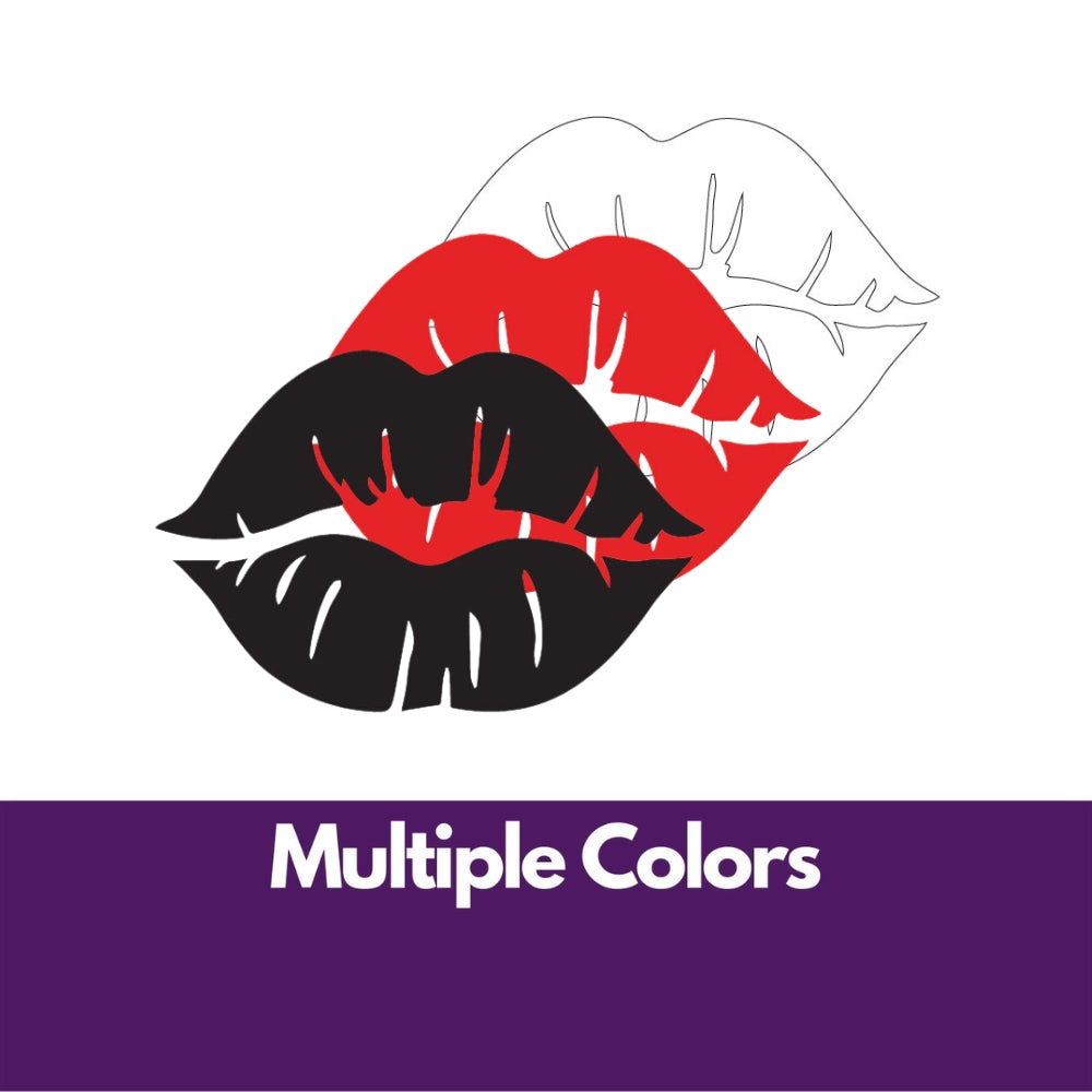 Precut glass shape of lipstick kiss in alternate colours.