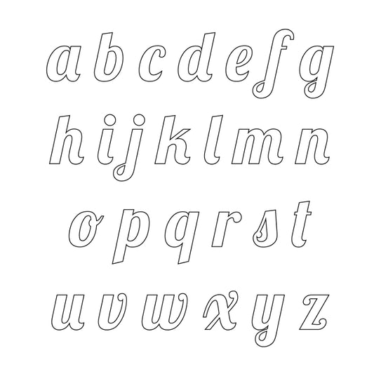 Small letters in lobster font - precut glass shapes in White COE 90