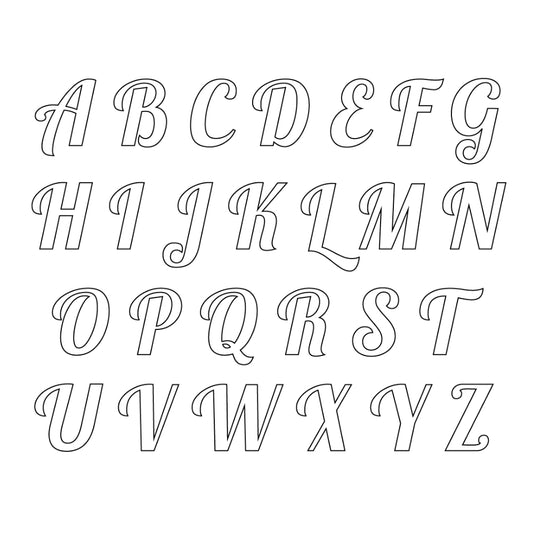 Precut glass shape of Lobster Font Uppercase Letters in white.