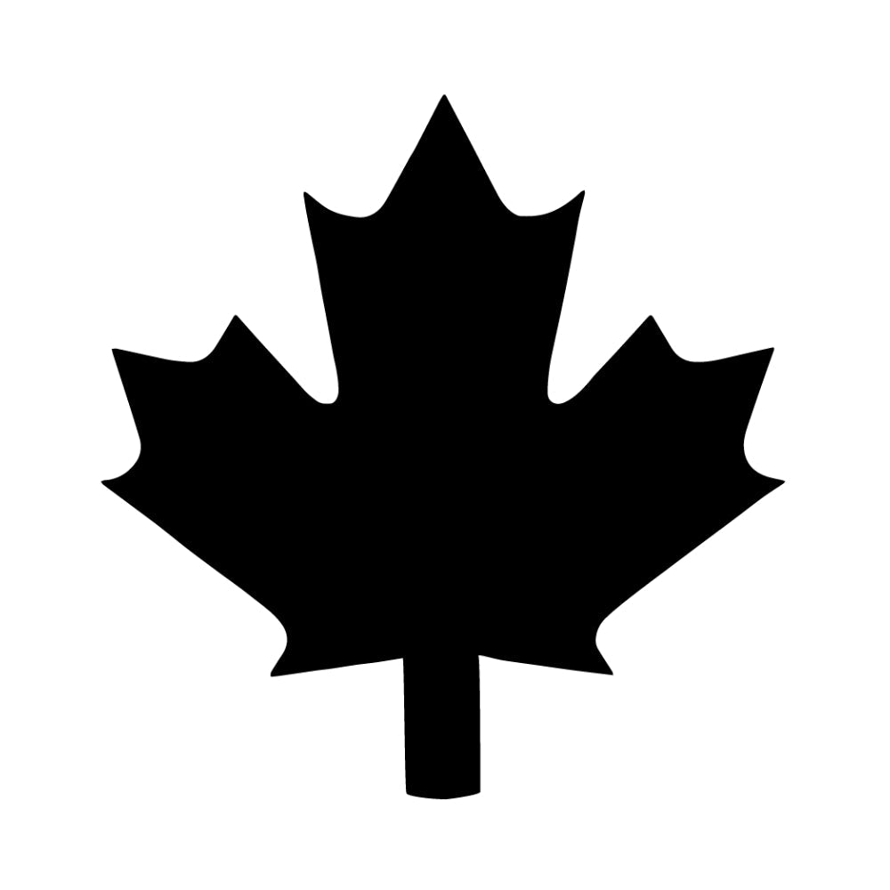 Precut glass shape of a maple leaf in black.