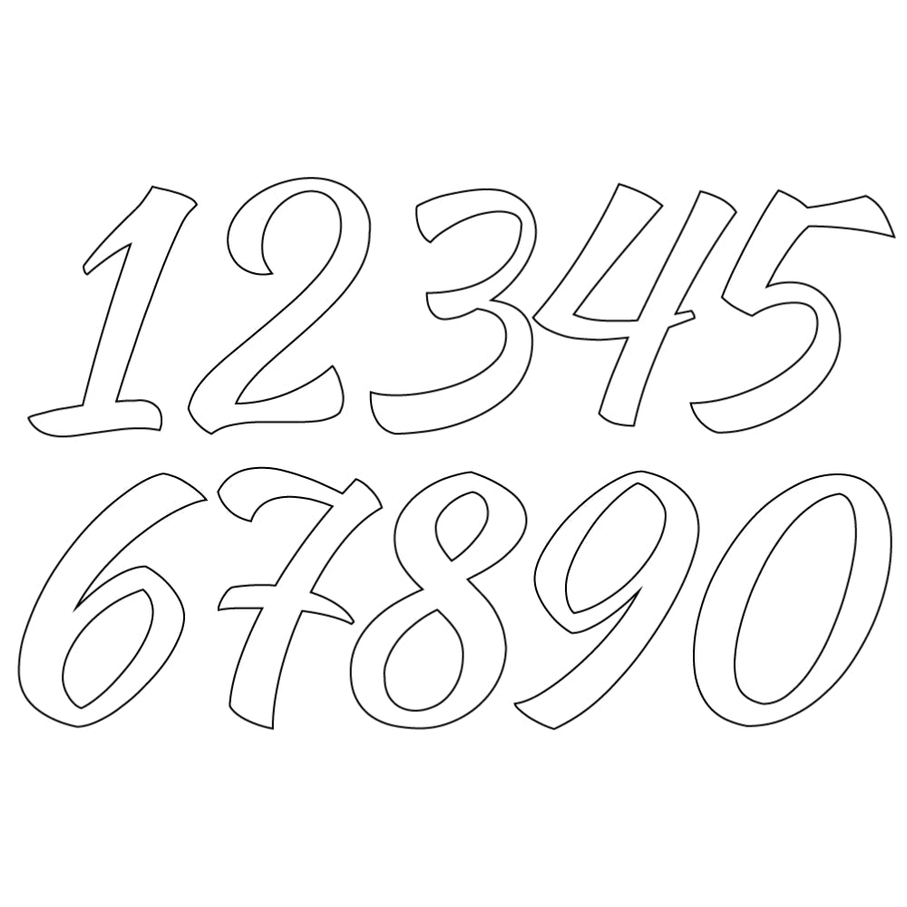 Precut glass shape of numbers in Script font.