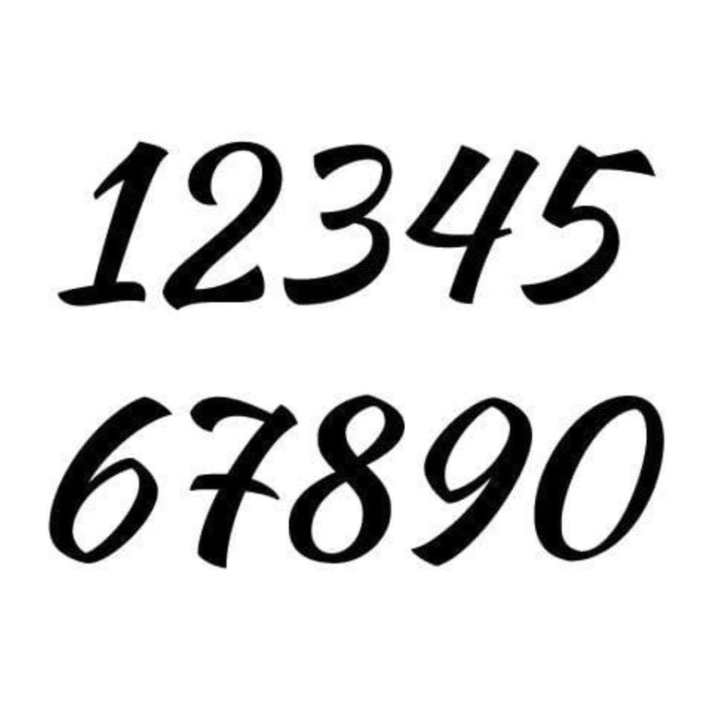 Precut glass shape of Script numbers.