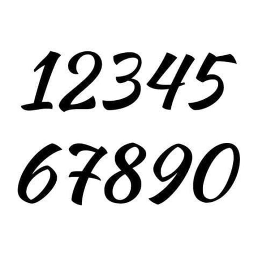 Precut glass shape of Script numbers.