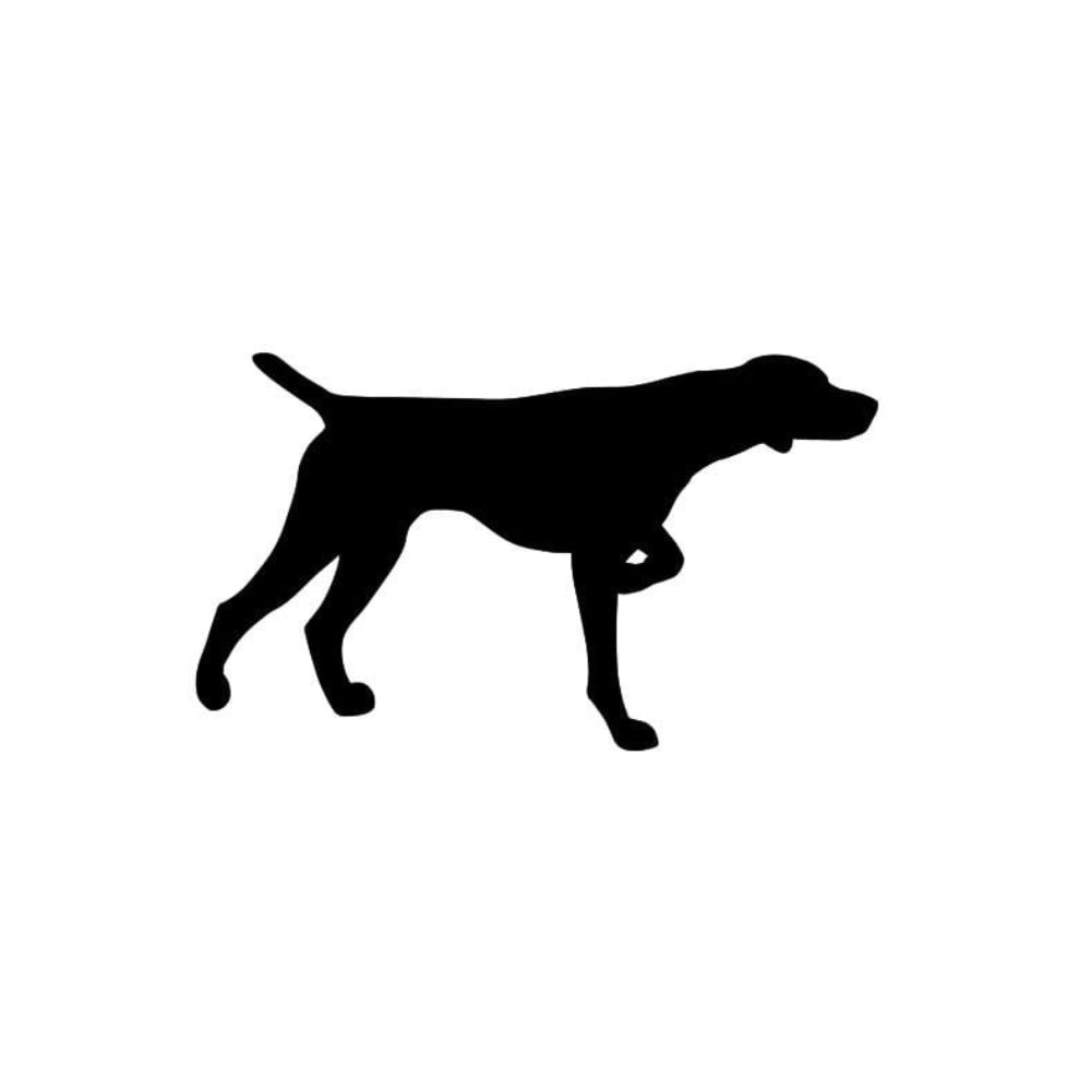 Precut glass shape of a german short haired pointer.