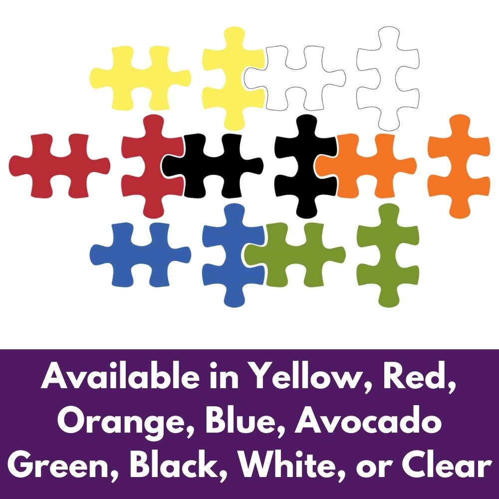 Precut glass shape of 2 puzzle pieces in multiple colours.