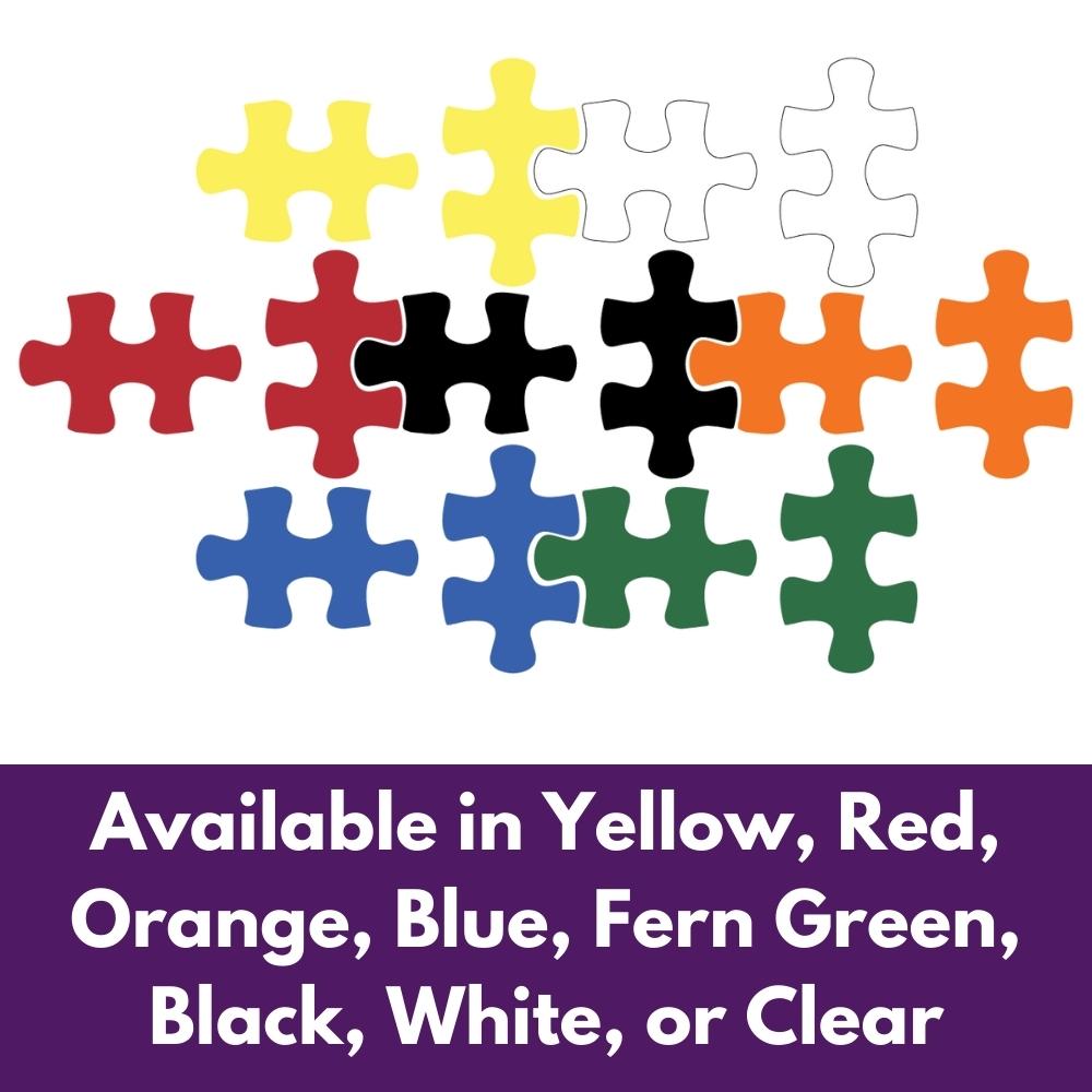 Precut glass shape of 2 puzzle pieces in multiple colours.