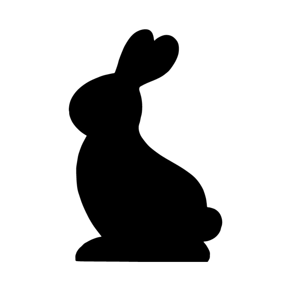 Precut glass shape of a rabbit in black.
