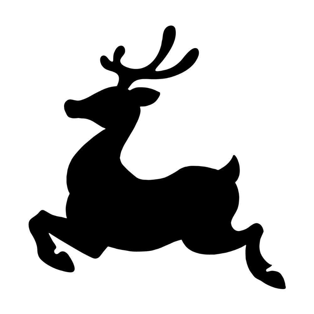 Precut glass shape of a reindeer in black.