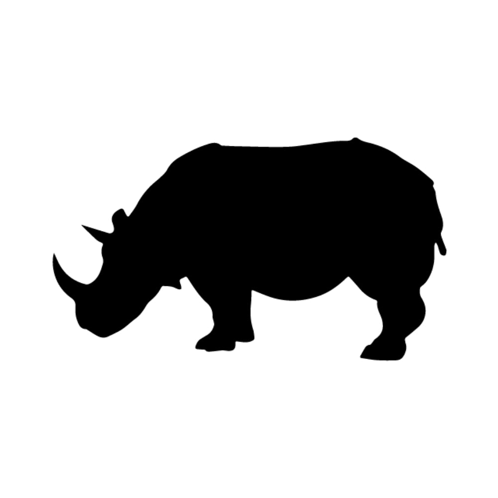 Precut glass shape of a rhino in black.