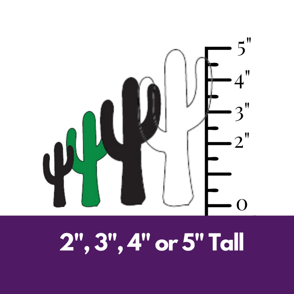 Precut glass shape of a saguaro cactus showing size comparison.