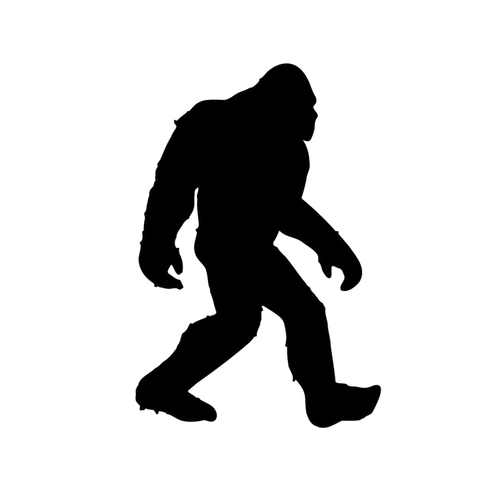 Precut glass shape of a sasquatch in black.