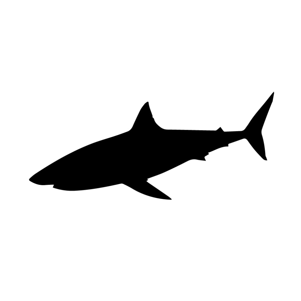 Precut glass shape of a shark in black.