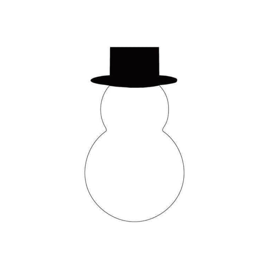 Precut glass shape of a snowman with a black hat.