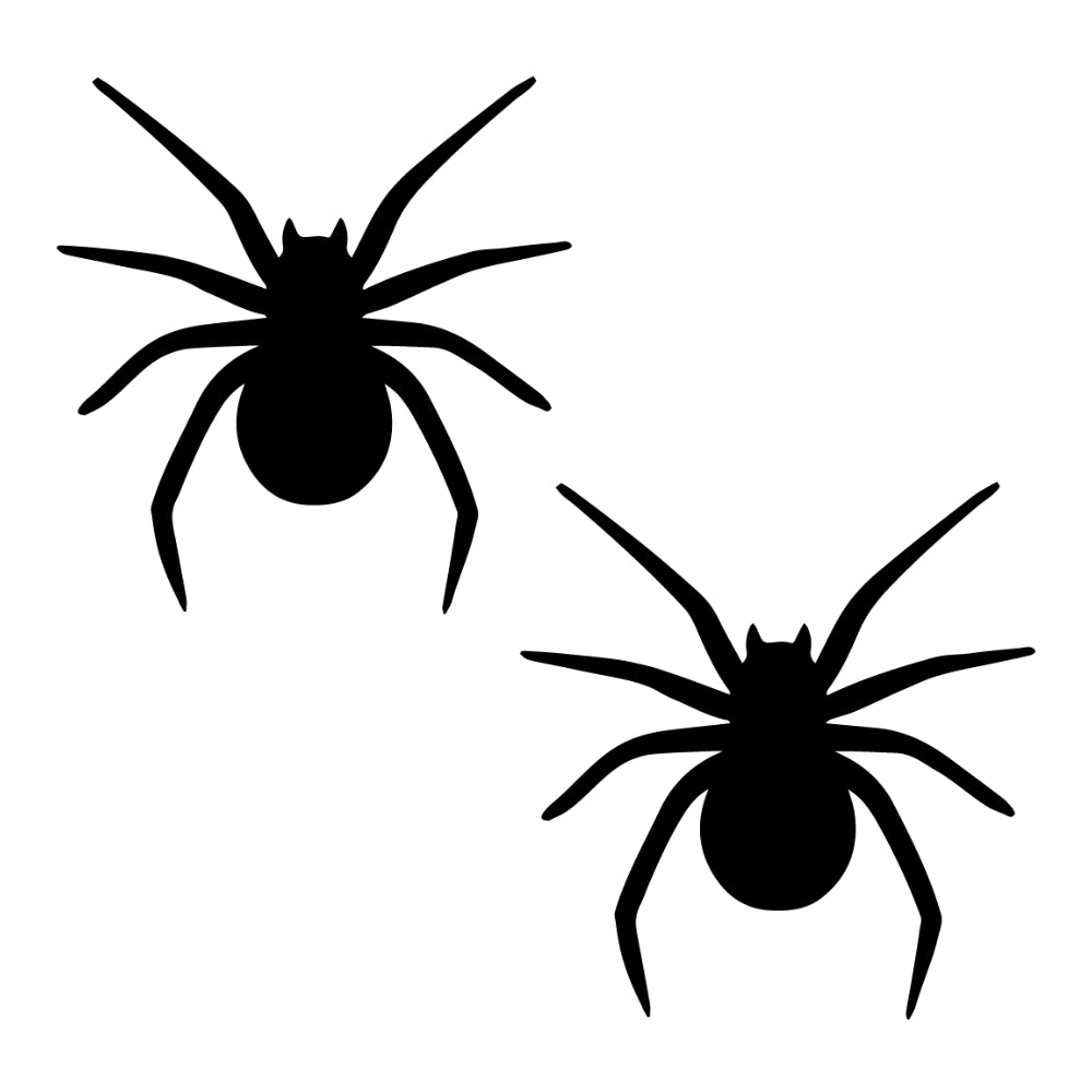 Precut glass shape of 2 spiders in black.