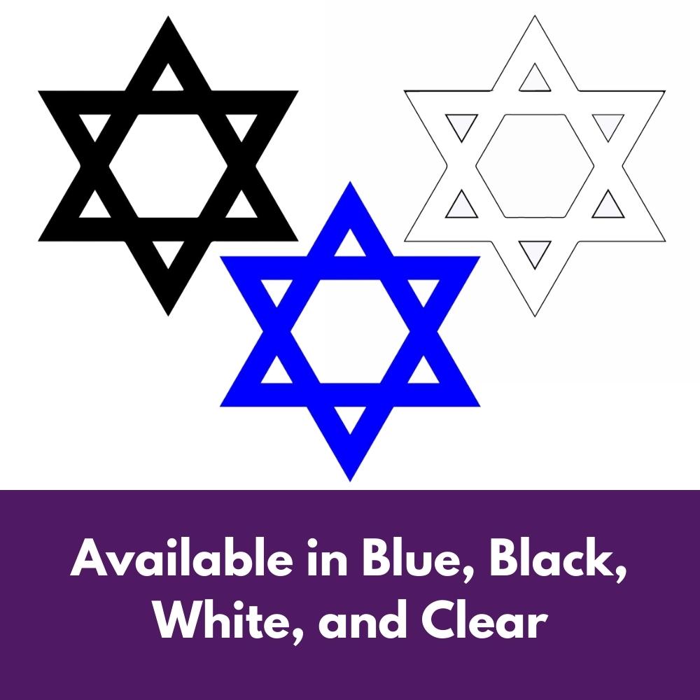Precut glass shape of a star of david in multiple colours.
