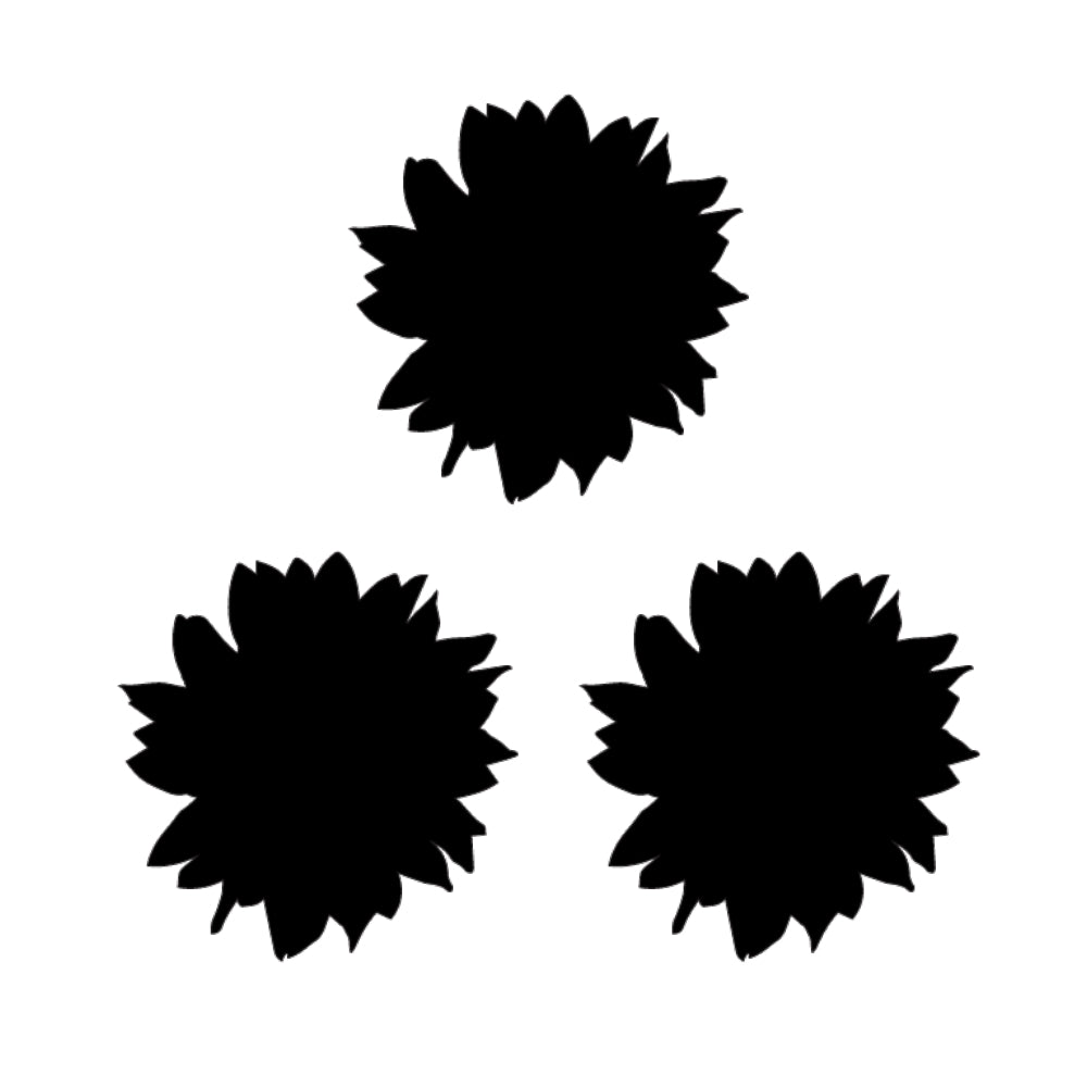 Precut glass shape of Sunflower #1 in black.