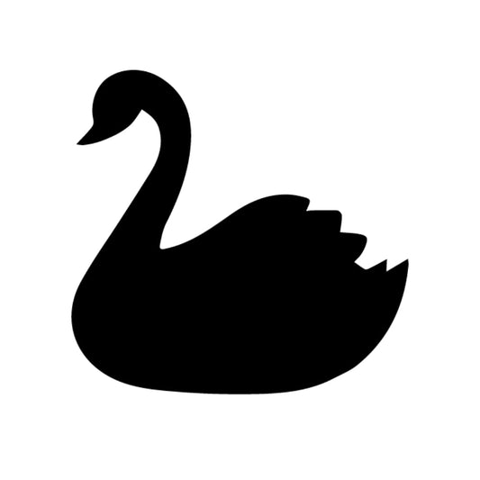 Precut glass shape of a swan in black.