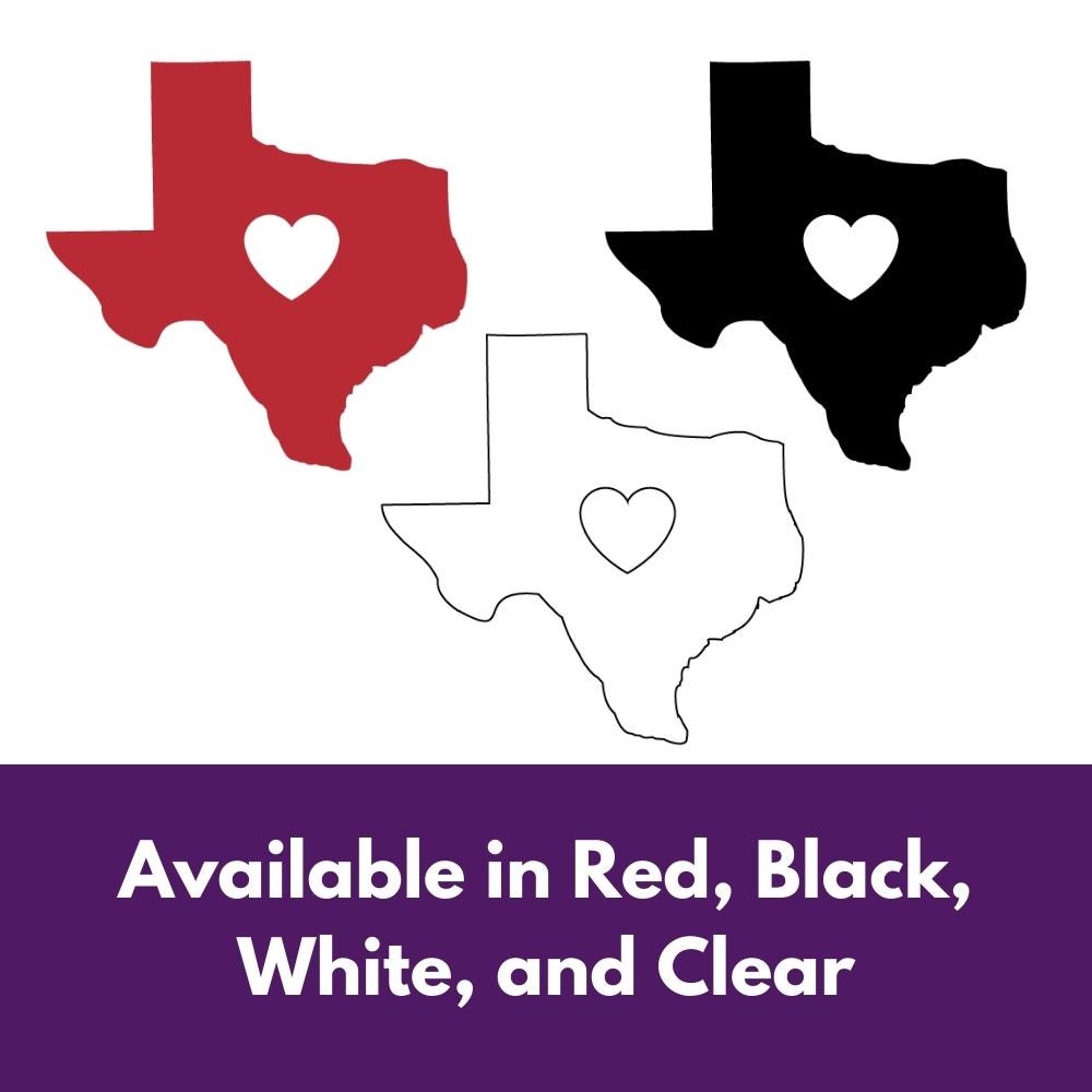 Precut glass shape of Texas with a heart cut out in multiple colours.