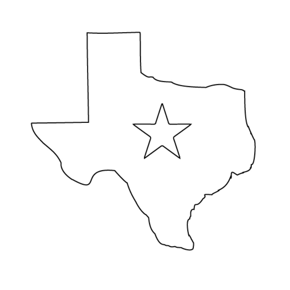Texas with Star Cut Out - Precut Glass Shape - COE 96