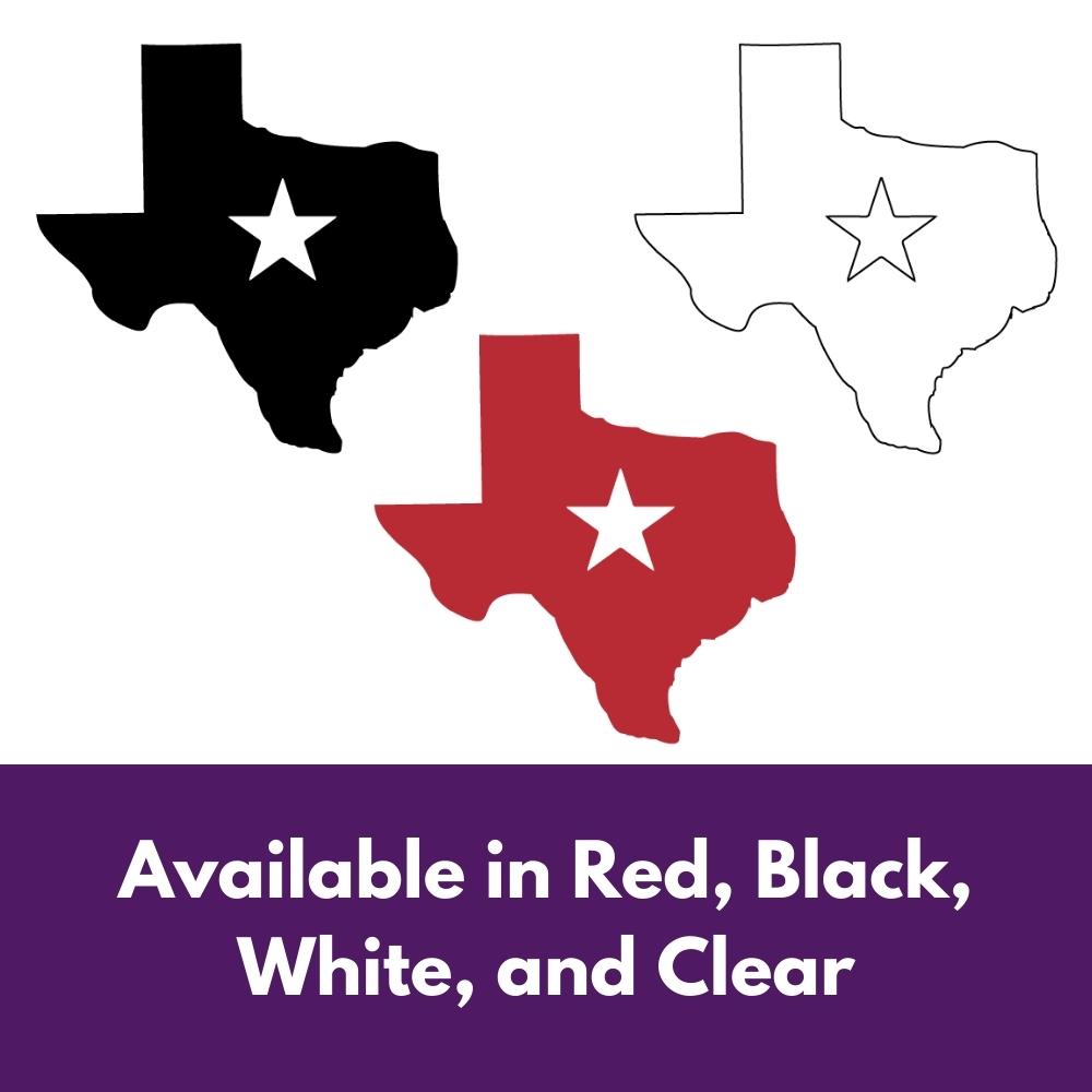 Precut glass shapes of texas with a heart cut out in multiple colours.