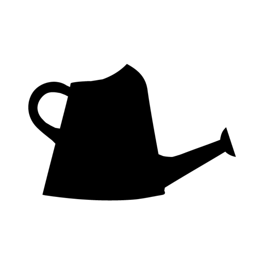 Precut glass shape of a watering can in black.