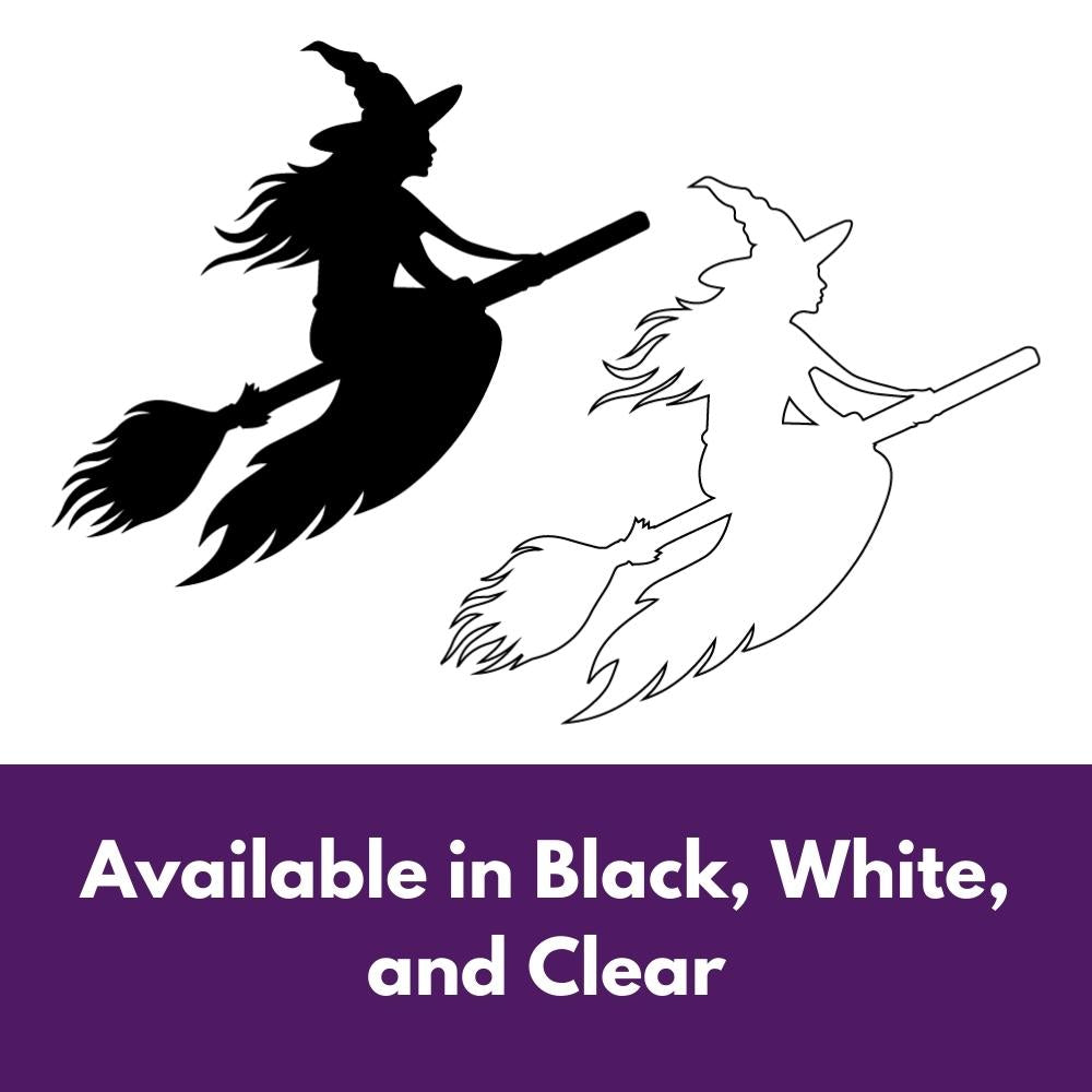 Precut glass shape of a witch on a broomstick in alternate colours