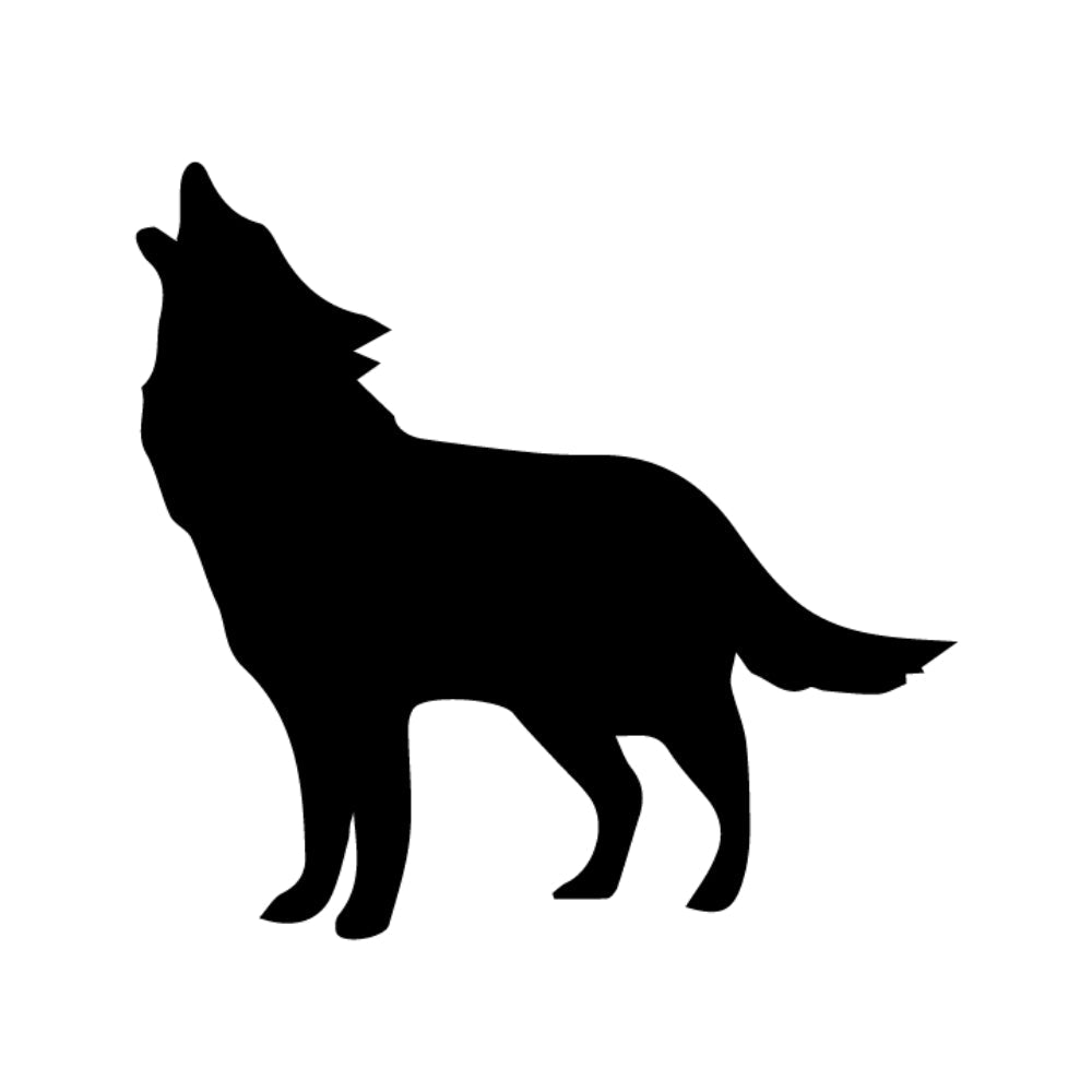 Precut glass shape of a wolf in black.